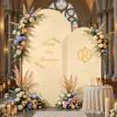 7.2FT 6FT Arch Backdrop Cover for Wedding, Set of 2 Stretchy Spandex Fitted Arch Stand Cover for Baby Shower, Birthday Party Decor, Chiara Backdrop Cover with Double-Sided Design(Ivory,Champagne)