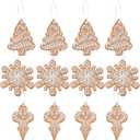 AuldHome Design Gingerbread Cookie Christmas Ornaments (Set of 12); Large Tree, Snowflake and Finial Shaped Holiday Cookie Decorations, 4-5 Inch Size