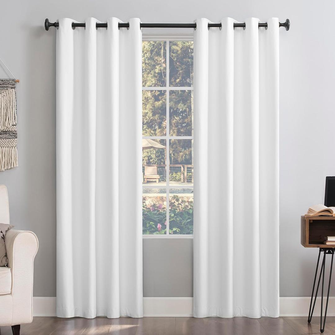 Sun Zero Columbia 2-Pack Thermal Energy Saving 100% Blackout Grommet Curtain Panel Pair, 50" x 84", Dove White