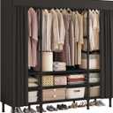 Portable Closet with Cover 55.1"x17.7"x65.7" Wardrobe Closet Black | Portable Closet for Hanging Clothes, Fabric Cover and Hanging Rod, Portable Wardrobe Storage for Bedroom or Dorm Use
