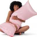 Bedsure Body Pillow Cover 20x54 Inches - Pink Satin Similar to Silk Pillowcase for Hair and Skin, Cooling and Silky Long Body Pillow Pillowcase with Envelope Closure, Gifts for Women Men