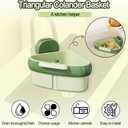 Suction Cup Sink Corner Rack, Suction Cup Sink Corner Rack Strainer, Triangle Storage Rack with Drain Hole, Corner Sink Trash Catcher for Food Waste (Green)