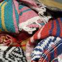 Haull 10 Pcs Large Mexican Blankets Bulk 51" x 71" Mexican Serape Blankets Yoga Authentic Throw Colorful Striped Falsa with Fringed for Outdoor Car Travel Camping Beach Picnic Patio Mat Towel, Small