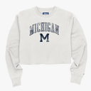 Blue 84 Women's NCAA Officially Licensed Crop Crewneck Sweatshirt Vintage Arch Over White M