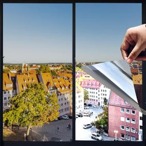 One Way Privacy Window Film, Premium PET Material, Daytime Reflective Heat Control Anti UV Door Sticker, Window Tint for Home Office Living Room, Moon Silver, 31.5 Inch x 16.4 Feet