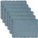 Light Blue 100% Cotton Quilted Placemats Set of 6, Rectangular Placemats Machine Washable-13x18 inches for Kitchen or Dining Table Fabric Rectangular Table Mats (13"x18")