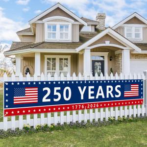 Probsin 250th Anniversary Banner 120" x 20" Freedom 250 Years Birthday 1776-2026 American Flag Patriotic Party Supplies Home Decorations for Outdoor, Indoor, Yard, Garden, Porch, Lawn