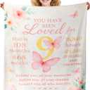 9th Birthday Blanket for Girls  50"x40" Soft Flannel Throw  Cute Birthday Gifts for 9 Year Old Girl  Trendy Present for Girls Age 9  Cozy Lightweight Anti-Pilling Blanket for Kids