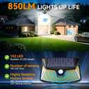 152LED Solar Motion Light Outdoor, 850LM Super Bright 3-Mode Motion Sensor Light, IP65 Waterproof, 270 Wide-Angle Security Light, Solar Powered Flood Lamp for Garden, Wall, Fence, and Garage (6 Pack)