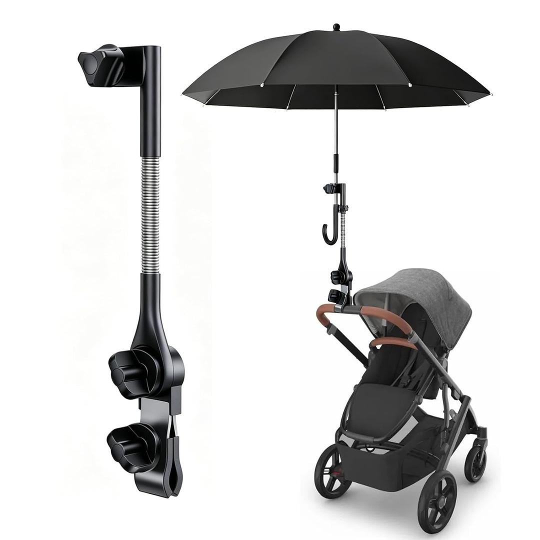Stroller Sunshade Compatible with Uppababy, Clip On Umbrella for Stroller with Adjustable Clamp, UPF 50+ UV Protection for Baby Strollers, Pushchairs, Beach Chairs for Sun & Rain Protection