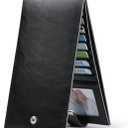 Women's Genuine Leather Credit Card Holder RFID Long Zipper Purse Wallet (2-wax-black)