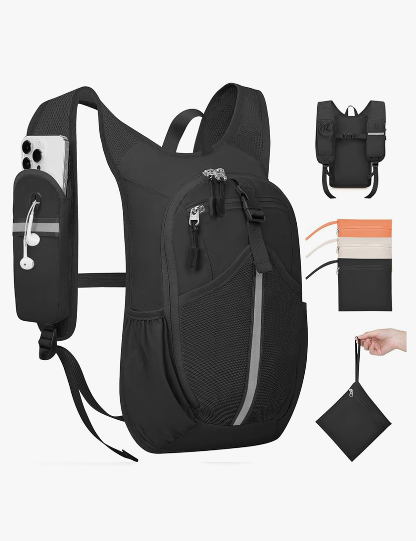 TUIKEN Small Hiking Backpack 10L - Lightweight Packable Foldable Backpack for Travel Camping Outdoor Commute, Compact Rucksack for Women Men(Black)