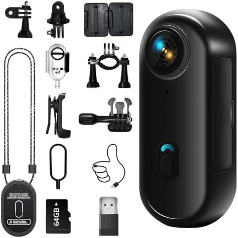 4K Mini Body Camera, Wearable Action Body Cam, Sports Action Camera, Thumb Size Hands-Free Recording Body Worn Camera, Premium Portable Camcorder Mount Anywhere for Work, Travel, Fishing, Pet Walking