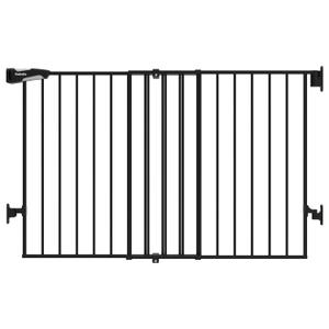 Babelio 31.5-55" No Bottom Bar Baby Gate Extra Wide, 2-in-1 Auto Close Dog Gate for The House, Stairs and Doorways, with Large Walk Thru Door, Black (31.5-55" W, 28" H)