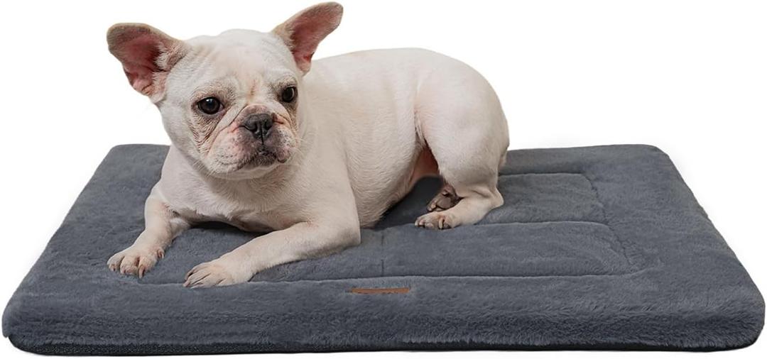 MADE 4 PETS Dog Crate Pad Bed for Small Dogs, Washable & Reversible, Anti-Slip Kennel Mat for Cozy Sleeping, Soft Fluffy Dog Bed for Indoor & Outdoor Use, 24"x18", Dark Gray