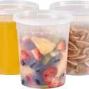 32oz Plastic Deli Containers, 24 Sets - Leakproof, Stackable, BPA Free, Microwavable, Freezer Safe