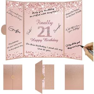 Vlipoeasn 21st Birthday Guest Book Alternative, Rose Gold 21st Birthday Party Decorations for Women, Creative Diamond 21st Birthday Signature Book, Cheers to 21 Year Old Birthday Party Supplies