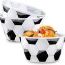 2 Packs 12 Soccer Ball Snack Bowls Sports-themed Event Party Plastic Bowls White and Black Soccer Snack Reusable Tableware Candy Bowl Fruit Candy Holder for Party Supplies Table Decor