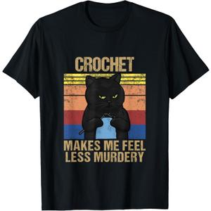 Funny Crochet Mom Makes Me Feel Less Murdery Vintage T-Shirt, Size: XL