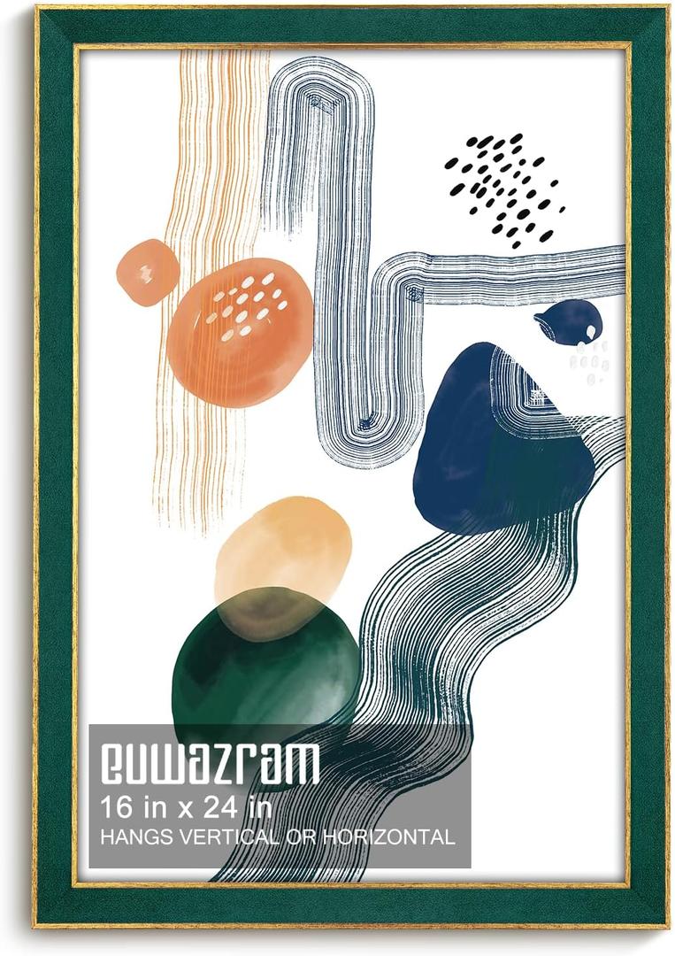 Suede 16x24 Frame - Single Frame, Christmas Christmas Elegant Green 16 x 24 Poster Frame, 16x24 Picture Frame for Artwork Puzzles Photos and Movie Posters