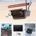 Magnetic Solar Wireless Backup Camera with 28hrs Rechargeable Battery, IR Night Vision & IP69, Suitable for Trucks, RV, Small Trailer & Pickup, 5'' HD 1080P Video Monitor, Reserve Guideline