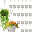 Roshtia 20 Pcs 10 Inch Hanging Baskets for Plants Large Plastic Hanging Basket Pots with Drainage Trays Self Watering Planter Pots for Outdoor Indoor Plants Flowers Garden Balcony (Grey White)
