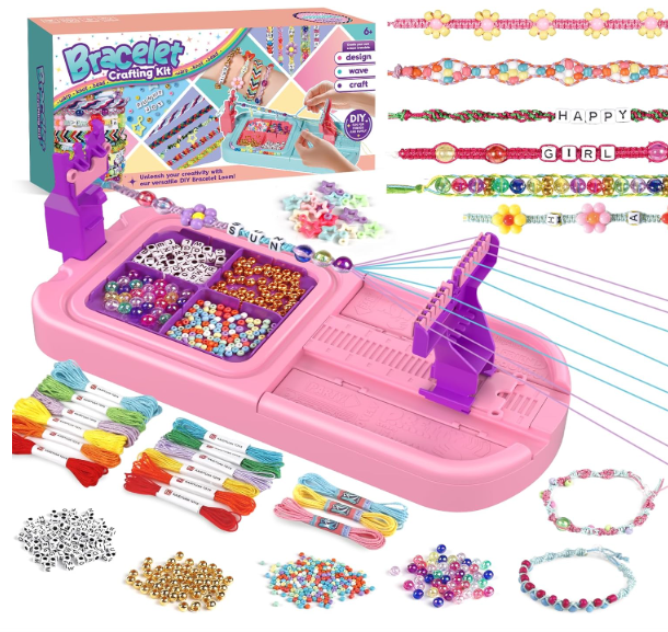 IFLOVE Arts and Crafts for Kids Ages 8-12,Friendship Bracelet Making Kit for Girl,DIY Arts and Crafts Maker for Kids,Jewelry Making Kit Christmas Gifts for Ages 6 7 8 9 10 11 12 Year Old (Purple /Pink)