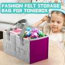 Carrying Case Travel Felt Bag Compatible with Toniebox 1/2 Audio Player Starter Set and Tonies Figurine (Gray+Purple)