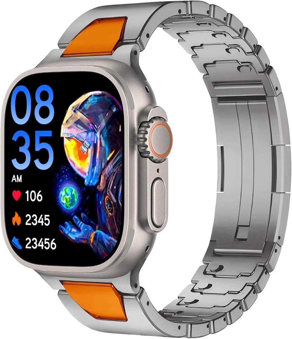 Metal Band Compatible with Apple Watch Bands 49mm 46mm 45mm 44mm 42mm 41mm 40mm 38mm for Men and Women, AOKOOR Tool-Free Quick-Adjust Metal Apple Watch Bands for iWatch Bands Ultra 2, SE, Ultra Series 9 8 7 6 5 4 3 2 1 (Titanium)