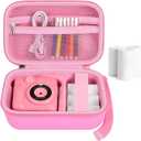 Kids Instant Print Camera Case for ESOXOFFORE Digital Video Cameras with 3 Rolls Paper Refill, Toddler Film Camera Storage Holder Bag with Mesh Pocket for Thermal Paper Accessories (Box Only) - Pink