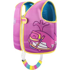 Pottwal Swim Vest for Kids - Swim Jacket for 1-2 Years (24-33LBS) - Buoyancy Aid Made of Neoprene & EPE - with Adjustable Crotch Strap (Large, Pink Purple)