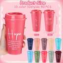 LemonRoad 40 Pcs Christian Gifts for Women Men 16 oz Christian Plastic Coffee Cups with Lids Double Sided Scripture Bible Verse Religious Tumblers Mugs for Church Appreciation Gifts(Macaron Color)
