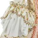 Willyacos French Queen Costume Marie Antoinette Dress Floral 18th Century Victorian Dress Women's Rococo Medieval Ball Gown (White, S)