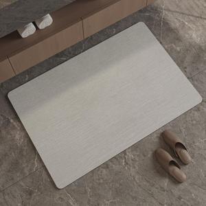 Mecko Bath Mat Rug, Ultra Thin Bathroom Rug -Rubber Non-Slip Quick Dry Absorbent Bath Mat Fit Under Door, Faux Suede Surface Bathroom Floor Mats for Bath, Shower, or Sink (Light Grey,24"x36")