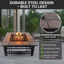 Fire Pit Set, Wood Burning Pit - Includes Spark Screen and Log Poker - Great for Outdoor and Patio, 32 Square Tile Firepit by Pure Garden