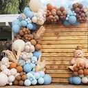 Blue Brown Baby Shower Balloons,157pcs Light Blue Coffee Brown White Ivory Balloon Garland Arch Kit for Baby Shower Bridal Shower Boy Girls Birthday Wedding Party Teddy Bear Party Decorations (Blue,white)
