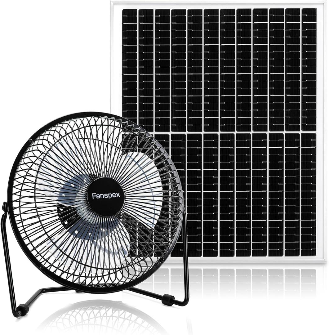 Fanspex 8" Solar Fan for Outdoor Chicken Coop, Small Greenhouse, Dog House Cooing or Air Circulation, 25W solar panel Powered Fans with Adjust Tilt