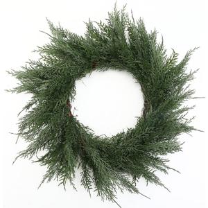 Zeyune 24 Real Touch Christmas Cedar Wreath for Front Door Extra-Full Large Artificial Green Pine Wreath Faux Pine Green Wreaths for Xmas Home Indoor Outdoor Wall Window Farmhouse Fireplace Decor