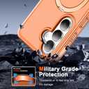 for Samsung Galaxy S26 Case with Magnetic Invisible Stand[Compatible with MagSafe] with Screen Protector Dual Layer Full Body Military Shockproof Translucent Phone Cover-Orange