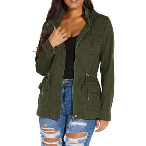 sexycherry Casual Jackets for Women Long Sleeve Lightweight Outwear Bomber Coats with Pockets (Large, Classic/Army Green)