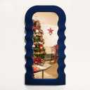 Funky Wall Mirror Decor for Hallway Entryway, 14x28 Asymmetrical Decorative Mirrors for Home Office Living Room, Maximalist Home Decor for Housewarming Christmas Wedding Gift (Dark Blue) (28x14")