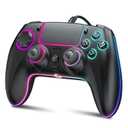 GUOC RGB Wired Controller for PS5/PS4 and PC with Hall Effect Joystick and Trigger, 3.5mm Audio Jack, Support Tubro/Ma cro Function, Adjustable Dual Vibration 6-Axis Motion Control Gamepad