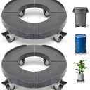 Nefish Trash Can Dolly Wheels, 15-19 Inch Adjustable Round Furniture Dolly with 4 Wheels, Heavy Duty Drum Dollies 440lbs Keg Dollys, Multi Functional Rolling Dolly Cart, 2 Pack (Gray)