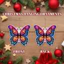 Soaoo 36 Pcs 7.87" Butterfly Christmas Outdoor Decorations Stained Large Hanging Christmas Ornaments Double Sided Xmas Plastic Decor for Xmas Tree Office Home Yard Porch Holiday