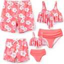PATPAT Family Matching Swimsuits Two Piece Hawaiian Tropical Beach Bikini and Swim Trunks Set Mommy and Me Bathing Suits (XXL)