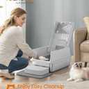 Feandrea Stainless Steel Cat Litter Box with Flip Lid, Litter Catcher Mat and Box, 2 Doors, Scoop, for Cats up to 33 lb, Light Gray UPPT007GD01