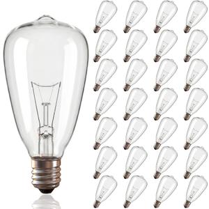 25 Pack Edison Light Bulbs, 5 Watts E12 Candelabra Base ST35 Edison Replacement Bulbs, Bistro Light Bulbs Incandescent for Outdoor Patio, Vintage Light Bulb Warm White