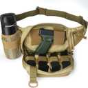 Concealed Carry Pistol Waist bag Tactical Conceal Carry Pistol Bag Fanny Packs Handgun Holster Pouch with Bottle&Gun Holder Fits 1911 Glock etc (Khaki)