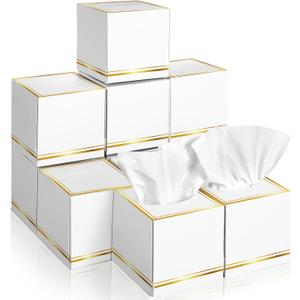12 Pack Facial Tissues Cube Boxes Face Box 600 Sheets 3 ply Soft Paper Square Tissues Bulk for Car Pocket Toilet Household Bedroom Family(White)