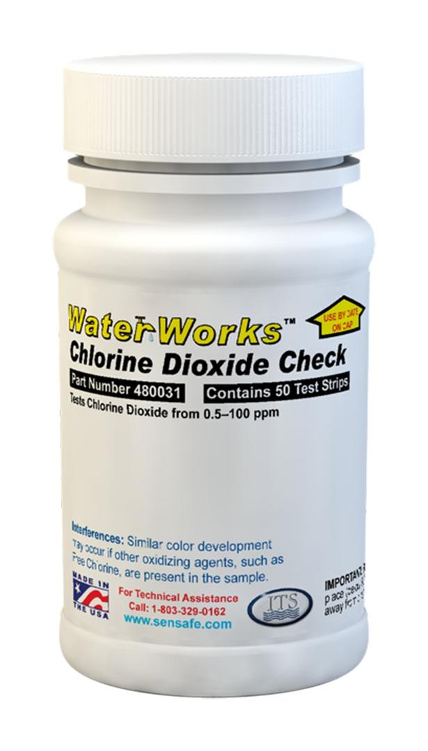 Industrial Test Systems WaterWorks 480031 Chlorine Dioxide Testing Strip, 1 Minute Test Time, 0-100ppm Range (Bottle of 50)
